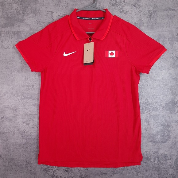 Nike Other - NIKE Court Team Canada Dri-FIT Tennis Polo Shirt Mens MEDIUM Red FD8720-688